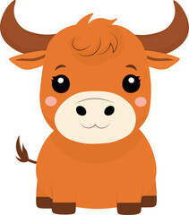 Little cute brown bull