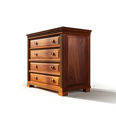 Teak Wood Chest of Drawers on White Background High Resolution