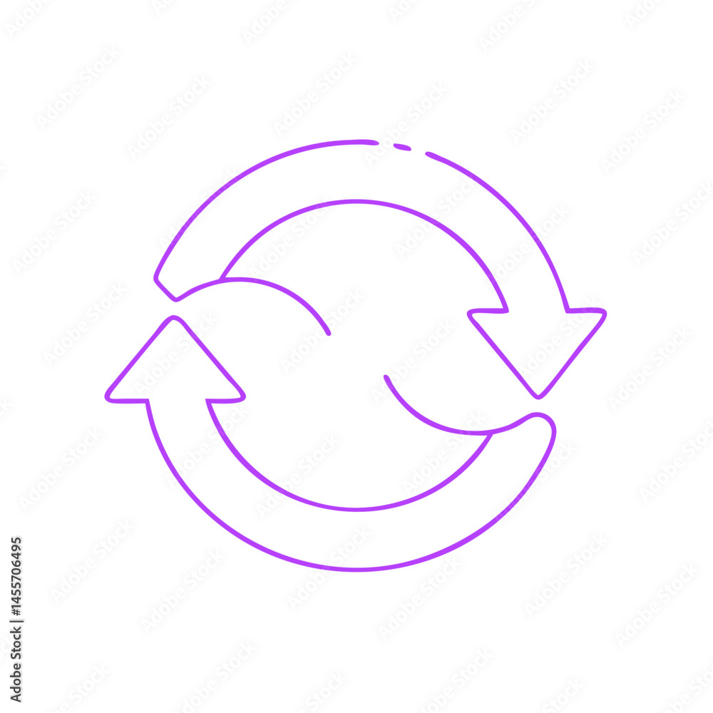 Poster refreshing circular arrows icon in minimalist style