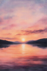 Obraz premium Ethereal Pastel Sunset: A Soothing Canvas of Dreamy Hues at Day's End Reflecting Serenity and Beauty