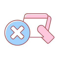 Fototapeta premium Icon representing file deletion with a cross and folder 