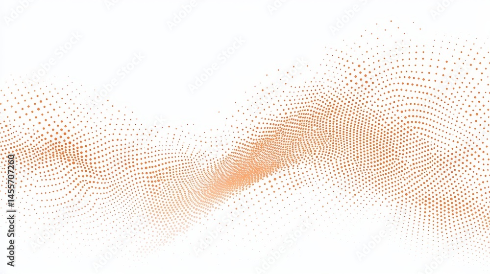 Poster dynamic orange abstract design with scattered dots creating a sense of motion against a white backgr