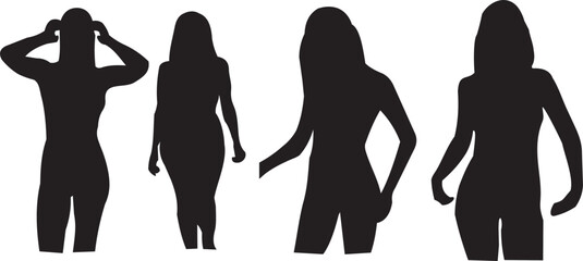 Curvy Female Silhouettes Showing Back View and Body Contour

