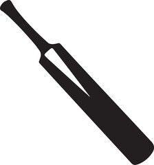 Cricket Bat Icon Silhouette | Black Vector for Athletic and Sports Art