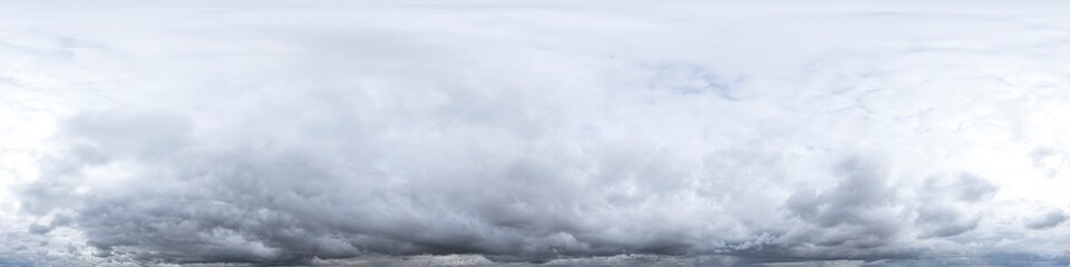 Cloudy sky panorama showing fluffy white and dark clouds