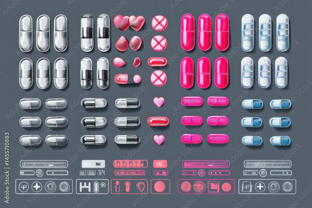 Poster Exploring Various Pill Shapes and Their Medical Uses in an Informative Infographic Layout Generative AI