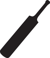 Cricket Bat Icon Silhouette | Black Vector for Athletic and Sports Art