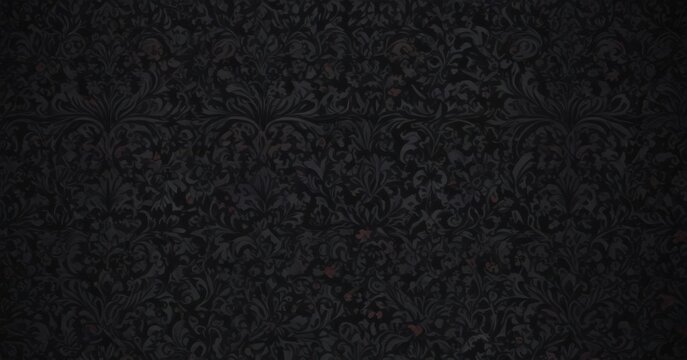 Intricate black damask wallpaper  Floral vines, gothic style ,  motif,  element
