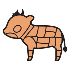牛肉の部位のイラスト　文字なし