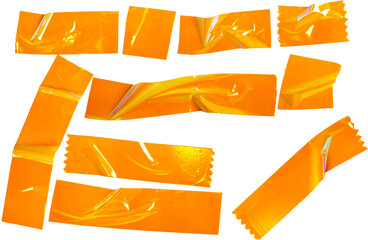 Orange Wrinkled Adhesive Tape Crosses Set Illustration for Scrapbooking and Craft Projects