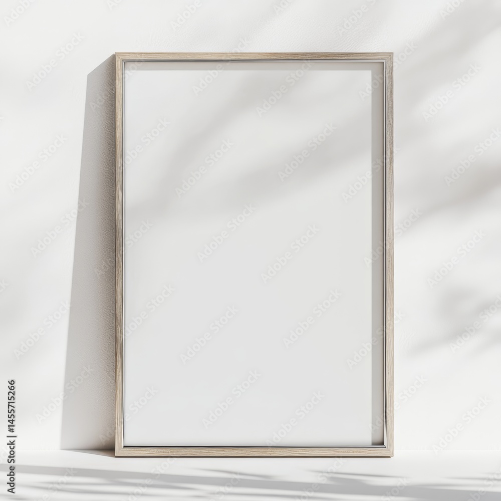 Poster elegant minimalistic decor featuring a blank frame and dried flowers in a serene indoor setting with