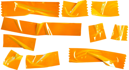 Orange Wrinkled Adhesive Tape Crosses Set Illustration for Scrapbooking and Craft Projects