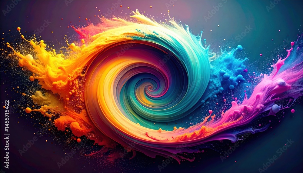 Aufkleber dynamic swirl of colorful paints artistic studio digital artwork vibrant environment abstract view c