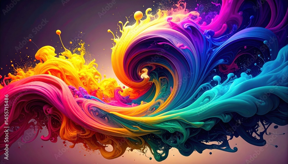 Poster dynamic color waves abstract art digital creation vibrant environment artistic perspective visual im