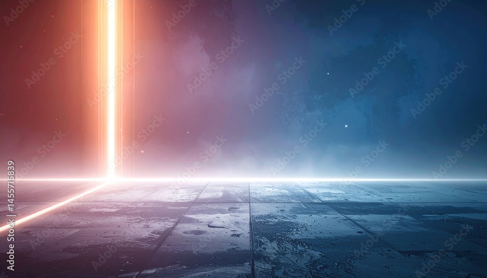 Poster futuristic light beam action abstract digital space visual art sci-fi environment low angle view con