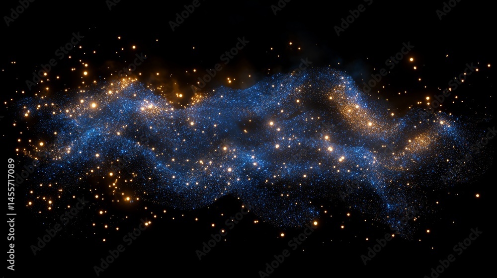Poster colorful abstract wave of light particles moving in a dark background creating a mesmerizing visual 
