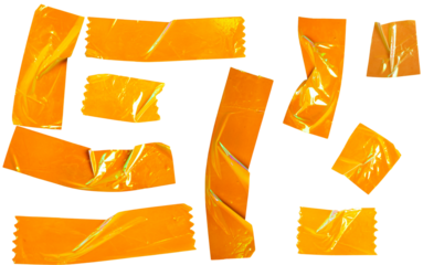 Orange Wrinkled Adhesive Tape Crosses Set Illustration for Scrapbooking and Craft Projects