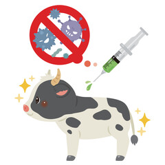 ワクチンを受けるウシのイラスト