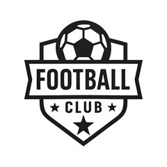 Black and White Football Club Emblem with Stars and Banner