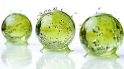 Liquid Green Spheres: A Study in Light and Reflection