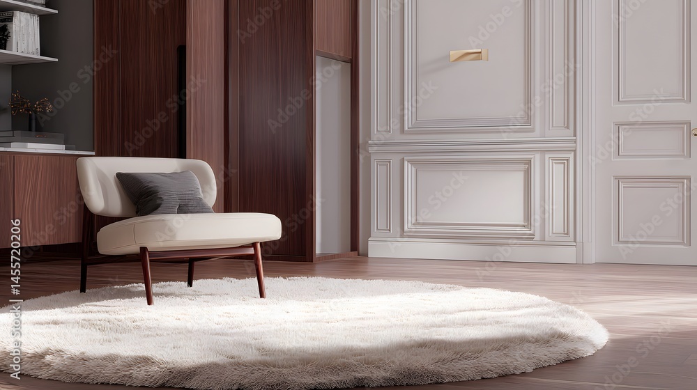 Poster interior design exploring modern style elements and furniture selection for an elegant and comfortab
