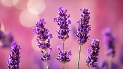 Obraz premium Beautiful Lavender Flowers in Full Bloom With Soft Focus Background Creating a Serene Atmosphere in a Sunny Garden During Late Afternoon
