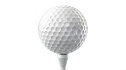 Golf ball on tee close up macro detail sport equipment course game play on transparent background