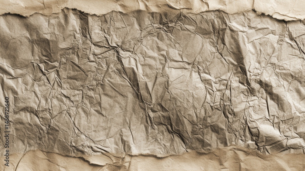 Aufkleber crumpled brown paper texture with torn edges creating a vintage and rustic aesthetic for design proj