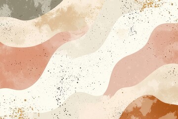 Fototapeta premium Abstract wavy pattern in warm tones with textured splashes, ideal for backgrounds or prints