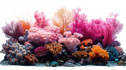 Aquarium coral reef colorful marine life underwater ocean sea nature tank on transparent background