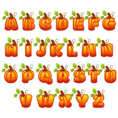 Halloween Pumpkin Alphabet Letters, Cute Spooky vector Characters, hand painted illustration, perfect for holiday projects, crafting greeting cards, decorations, for invitations