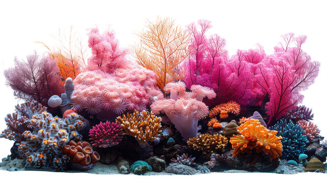 Aquarium coral reef colorful marine life underwater ocean sea nature tank on transparent background