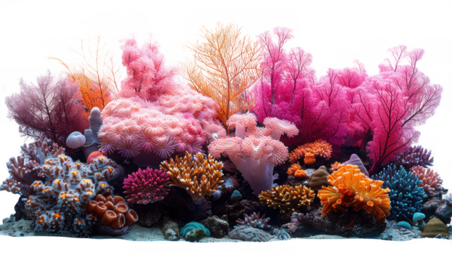 Aquarium coral reef colorful marine life underwater ocean sea nature tank on transparent background