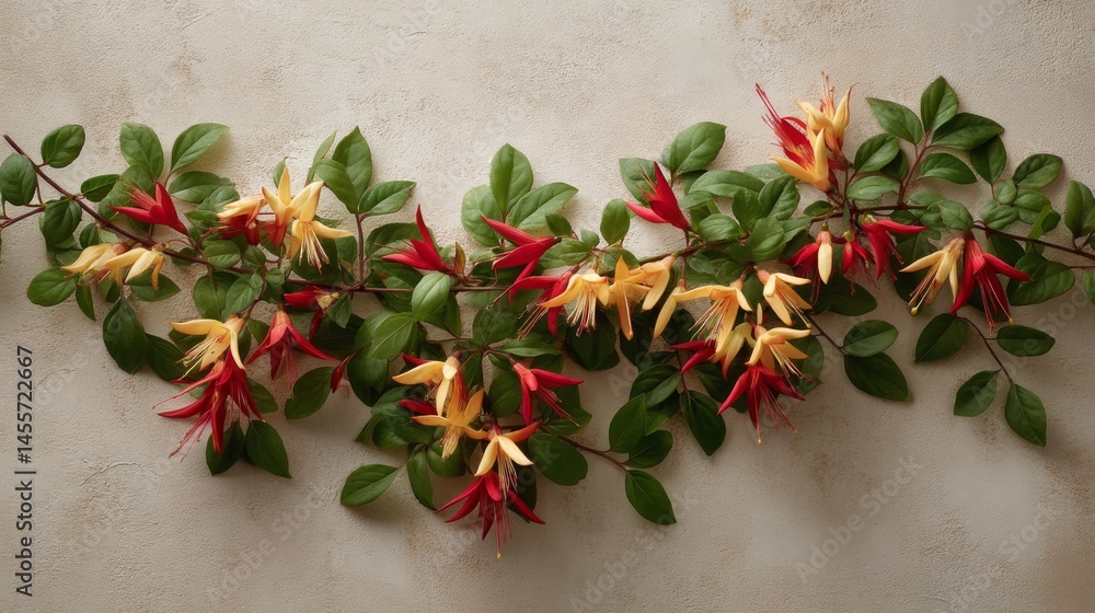 Fototapete brightly colored flowers and lush green vines create a stunning visual display, offering endless des