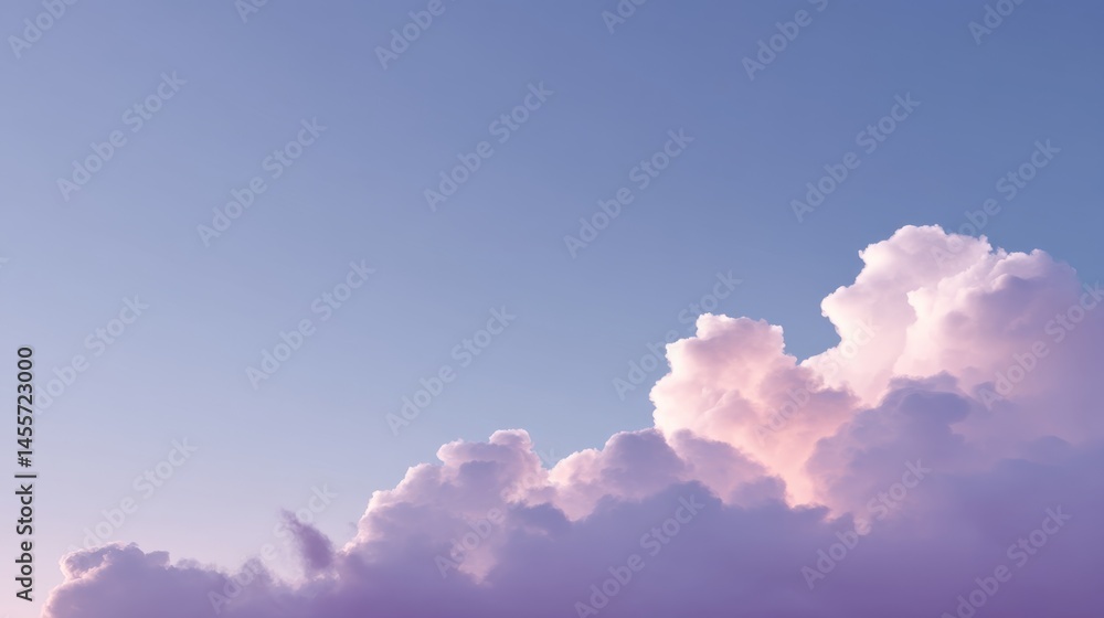Poster A serene twilight backdrop features layers of soft lavender and peach clouds gently floating, providing a quiet space for creative expression and design