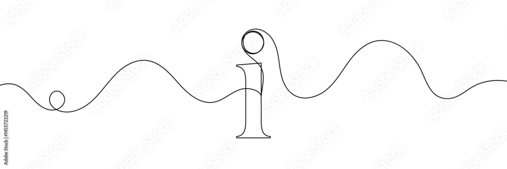 Poster continuous one line drawing silhouette of information symbol. the information linear icon. one line 