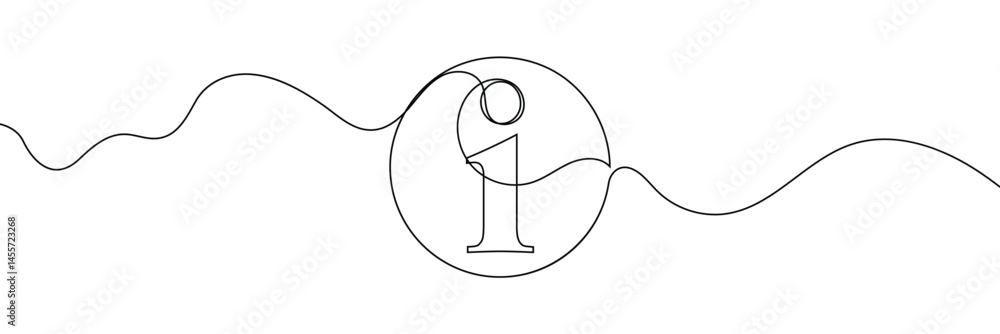 Poster continuous one line drawing silhouette of information symbol. the information linear icon. one line 