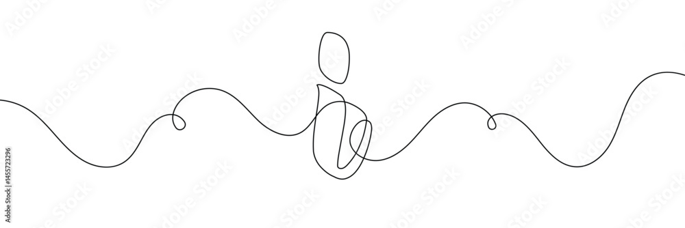 Poster continuous one line drawing silhouette of information symbol. the information linear icon. one line 