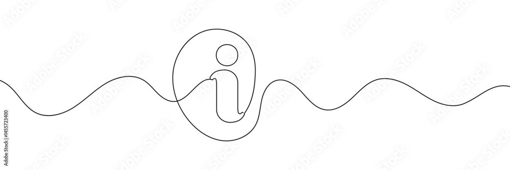 Poster continuous one line drawing silhouette of information symbol. the information linear icon. one line 