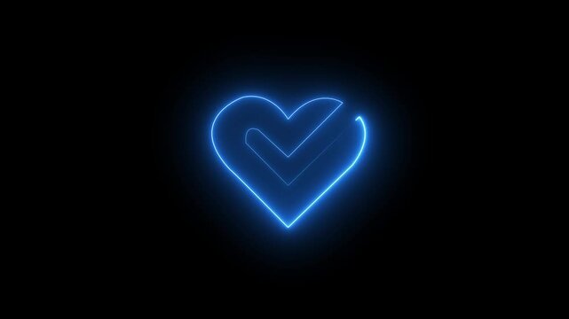 glowing neon red color check mark animation icon confirm tick sign select correct accept circle ok sign animated on black background