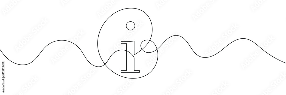 Poster continuous one line drawing silhouette of information symbol. the information linear icon. one line 