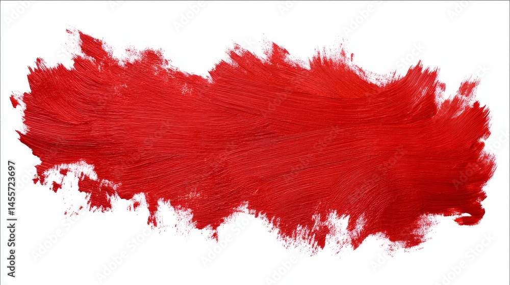 Poster a vibrant crimson paint stroke showcases dynamic texture against a clean white background, providing