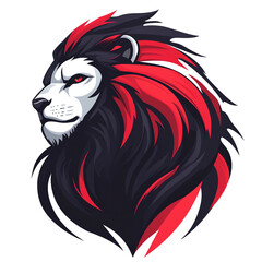 Fototapeta premium Fierce lion profile on transparent background