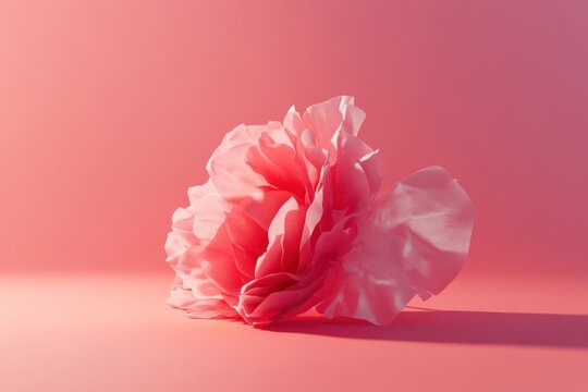beautiful pink rose bloom on solid pink background, close-up