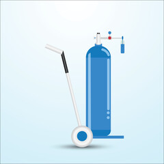Gas cylinder vector oxygen cylinder and gas-cylinder illustration set of cylindrical container with liquefied compressed oxygen vector with patient