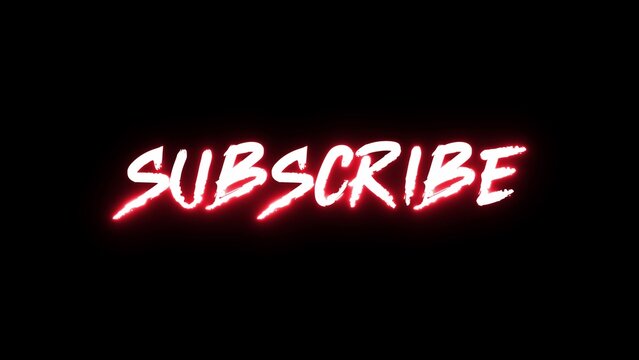 Subscribe button text animation on black background for your video blog. Lower third animation. 4k animated