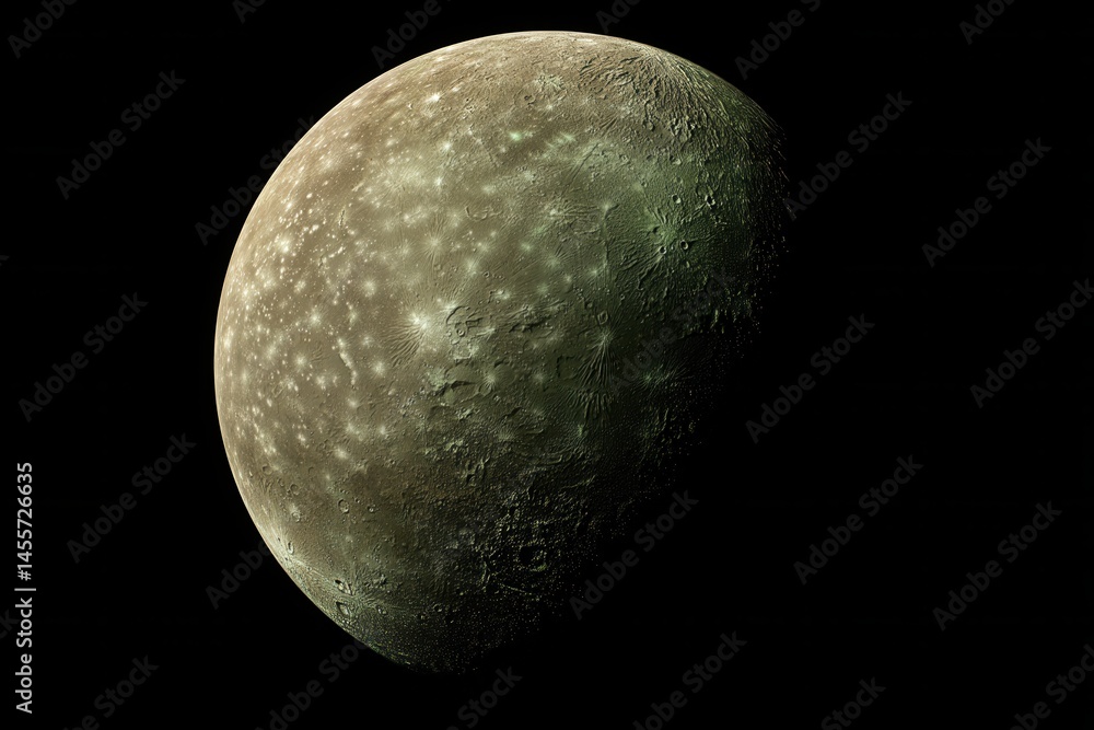 Aufkleber detailed view of callisto jupiter's moon showing surface features and cratered terrain in space