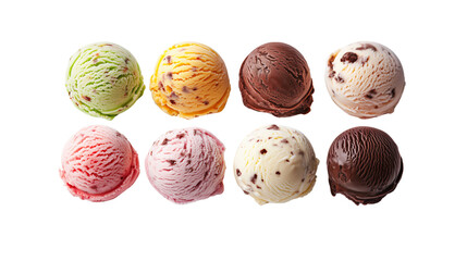 Colorful, tasty ice cream scoops, PNG, created with Generative AI