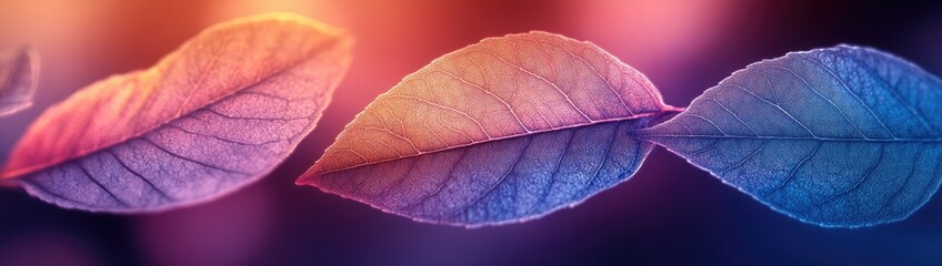 Fototapeta premium Vibrant, flowing leaves in a gradient of colors.