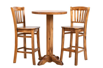Rustic Wooden Table and Two High Chairs Set On Transparent Background